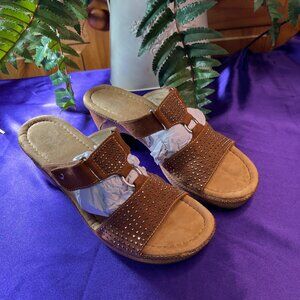 📌easy Street Comfy  3 inch high Heels Slide Sandals with Adjustable Straps